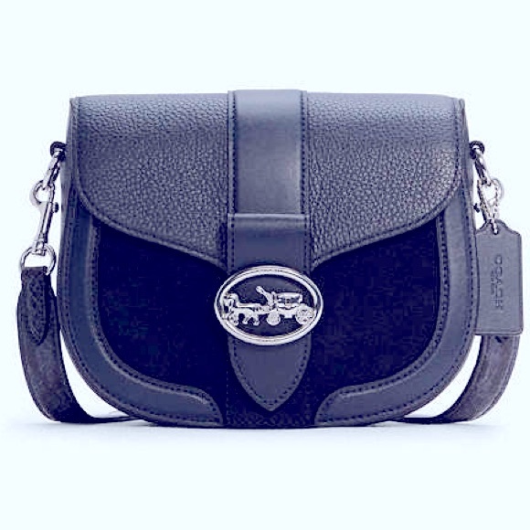 Coach Georgie Saddle Bag Midnight Leather Crossbody Bag GUC - Picture 1 of 15